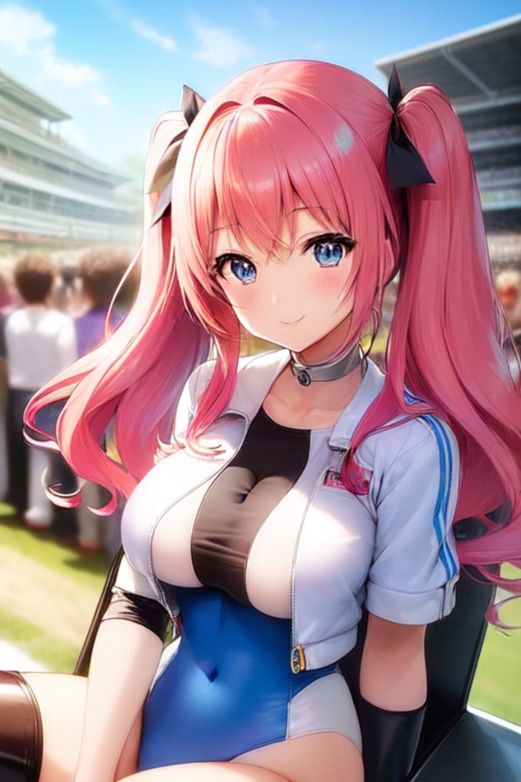 ピンク髪のレースクイーン