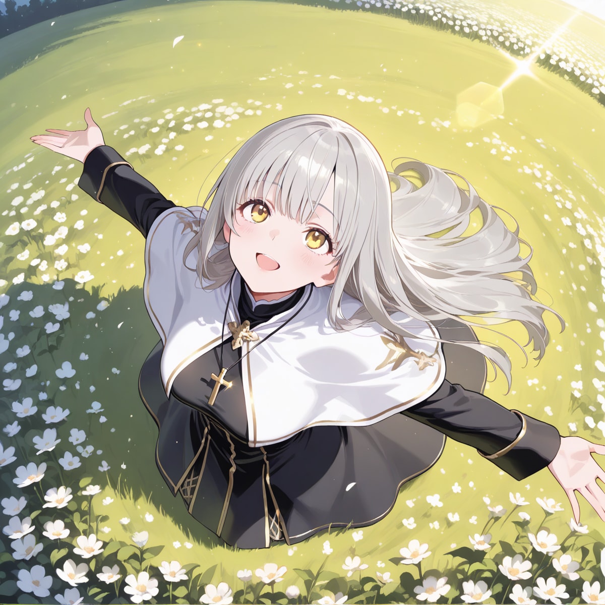 花畑で太陽光に照らされて | の人気AIイラスト・グラビア