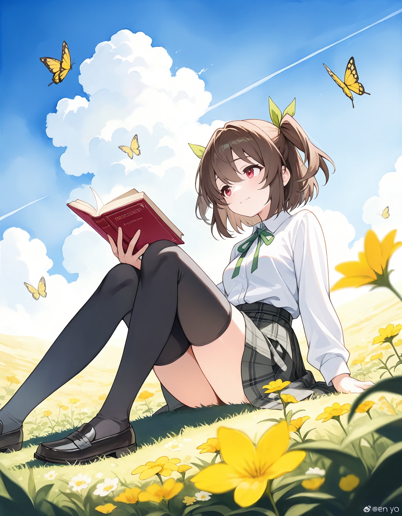 丘の上の少女コピー | の人気AIイラスト・グラビア