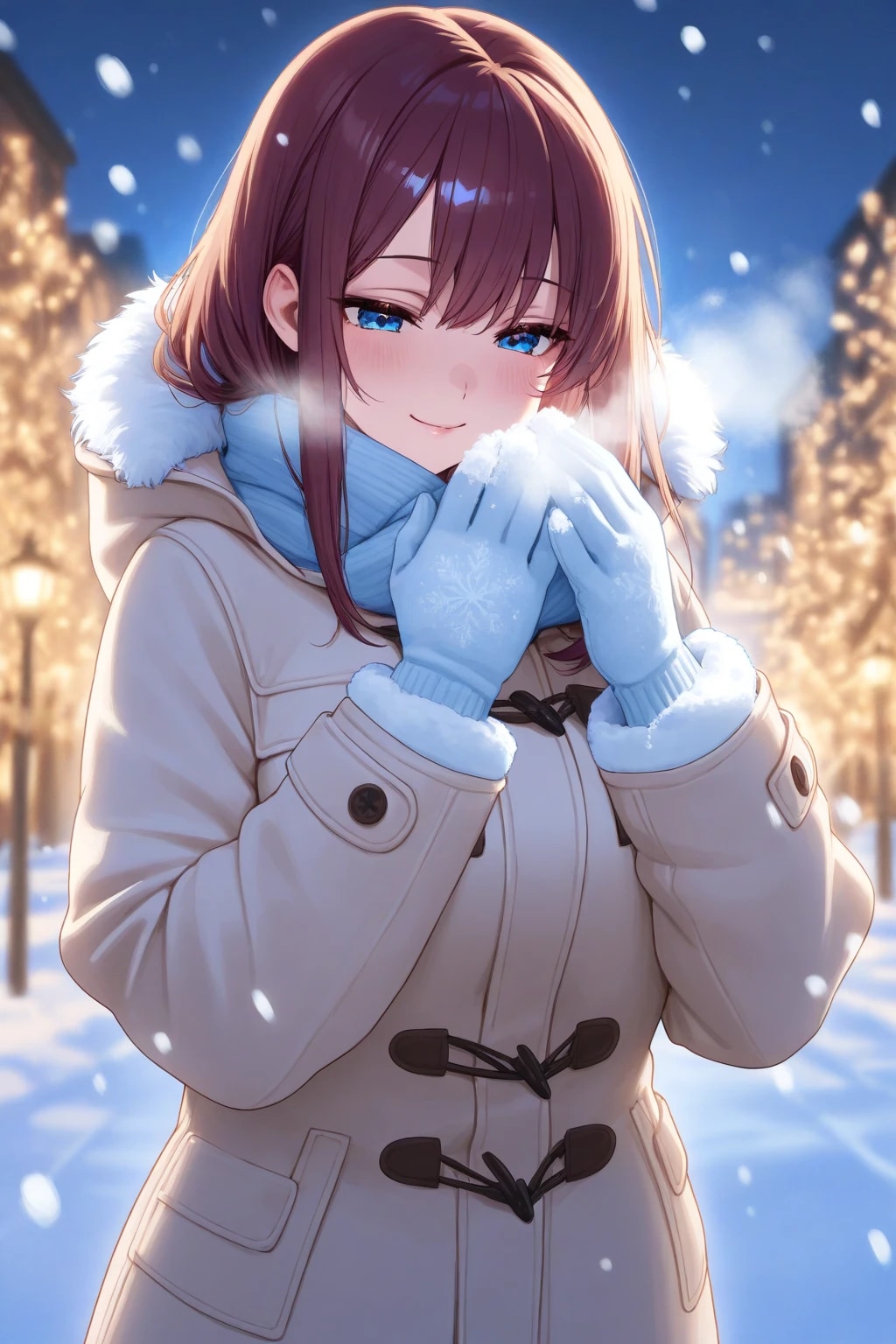 寒いね～！ほら雪だよ
