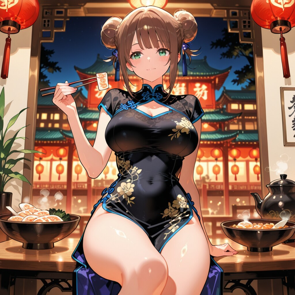 お団子ヘアの女の子