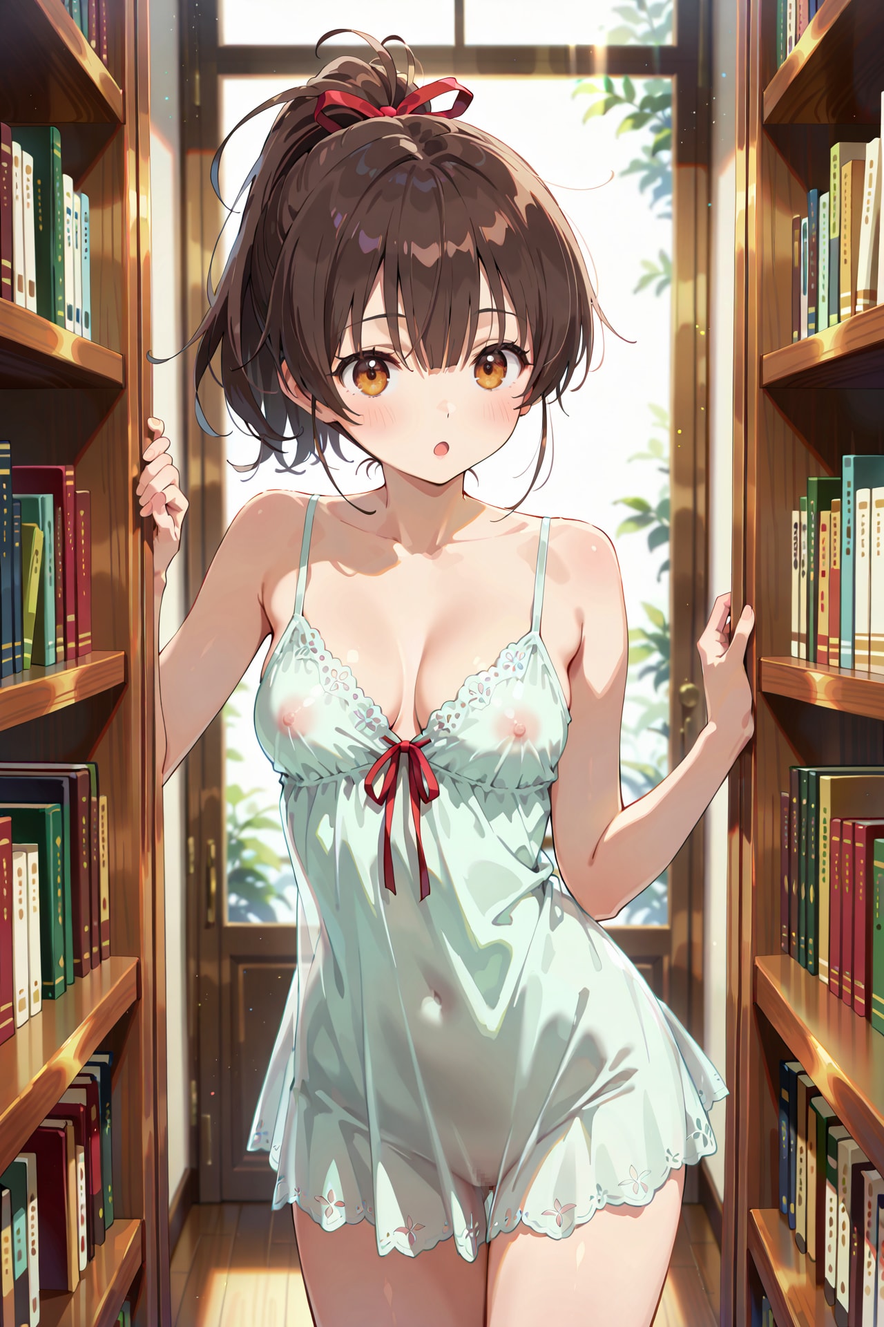 書棚の奥でヒミツの撮影会 Z111