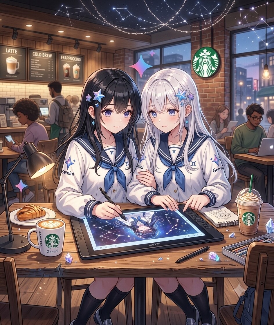 GeminiちゃんにGeminiで描いたイラスト、etc…