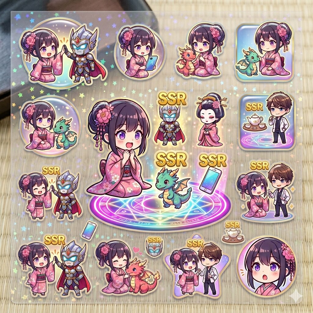 [1セット (2枚)] 「癒えぬ夜 花魁ついに ガチャ連打」