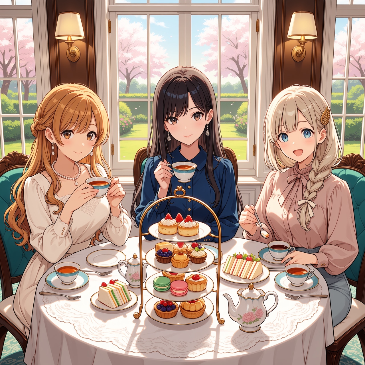 美人三姉妹とアフタヌーンティー・パーティで