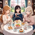 美人三姉妹とアフタヌーンティー・パーティで 3枚目