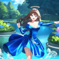 青ドレス美女　水園の踊り 5枚目