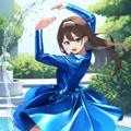 青ドレス美女　水園の踊り 3枚目