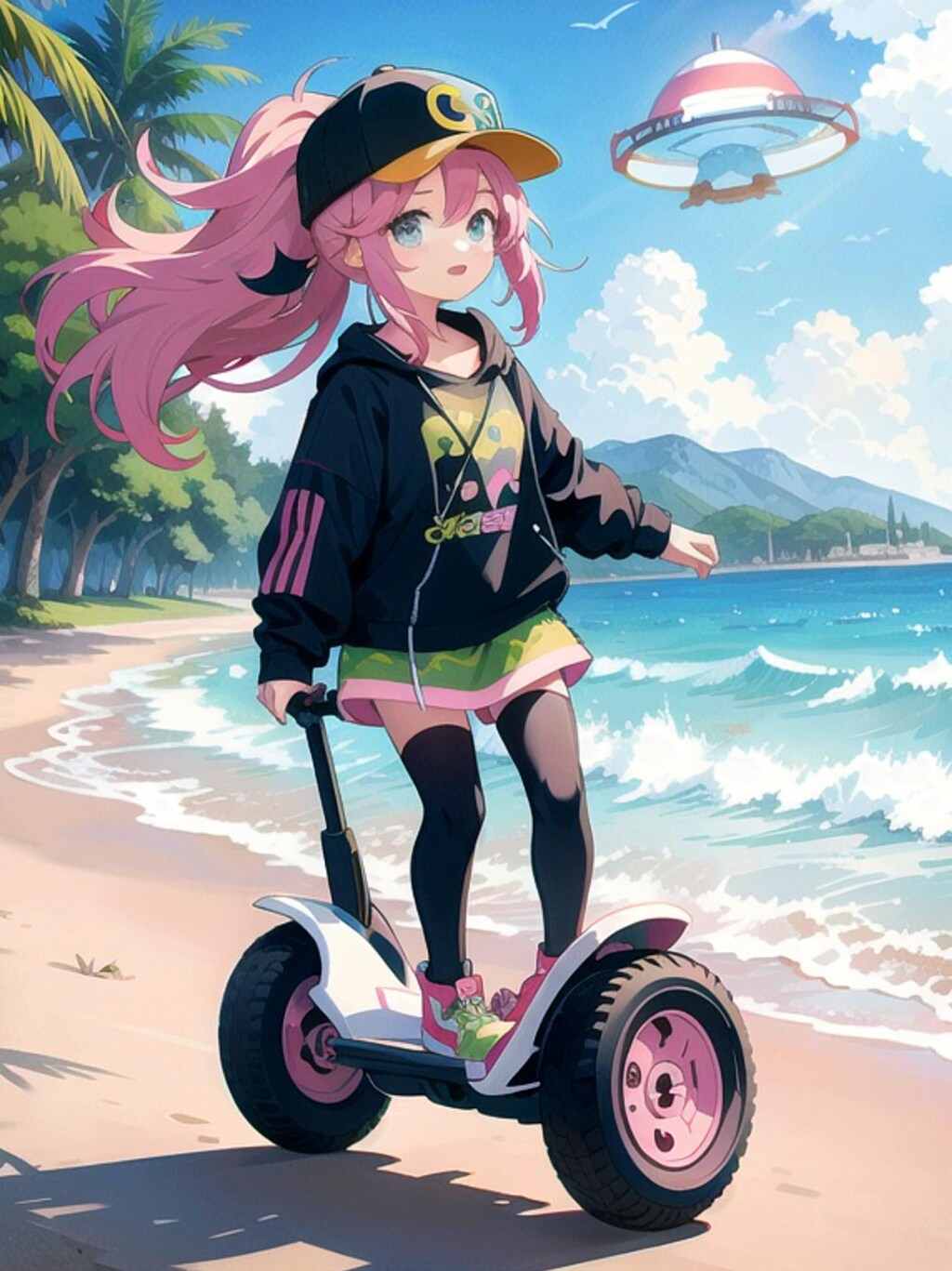 ドライブするピンク髪ちゃん