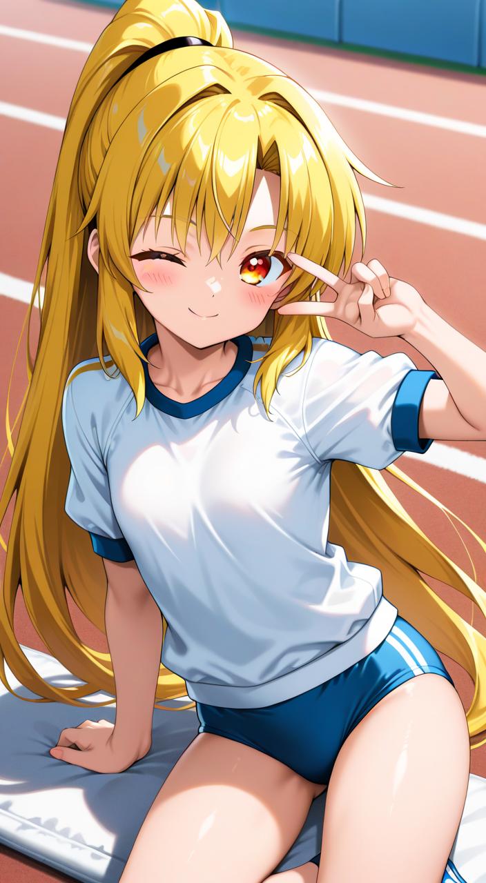 金髪ちゃんポニテ体操服