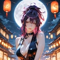 杠、満月を背に佇むくノ一の艶めいた夜 3枚目