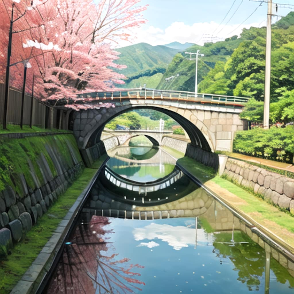 水面にうつる橋