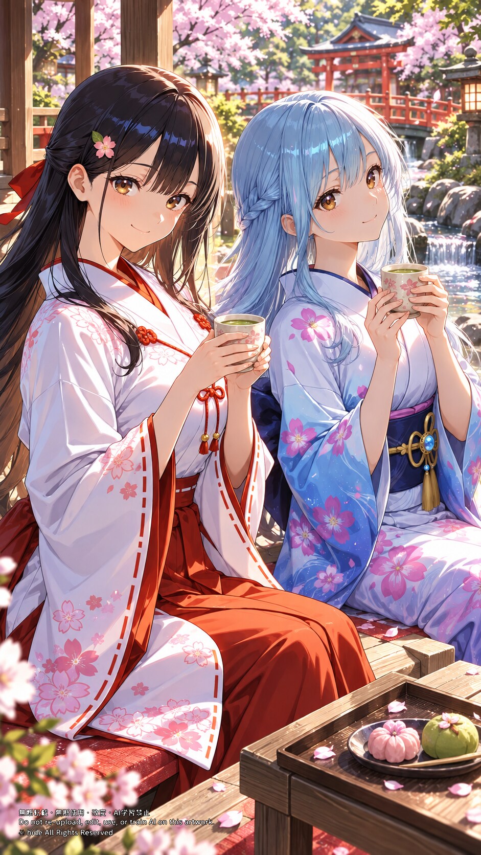 🍵 神楽さんとサラスヴァティさん、お茶のひととき | の人気AIイラスト・グラビア
