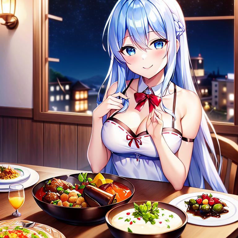 食欲の秋だからとちょっと作り過ぎてしまった青髪娘ちゃん
