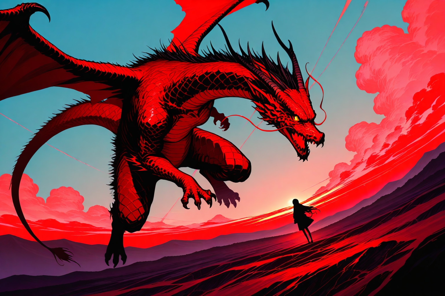 赤く染まるドラゴン