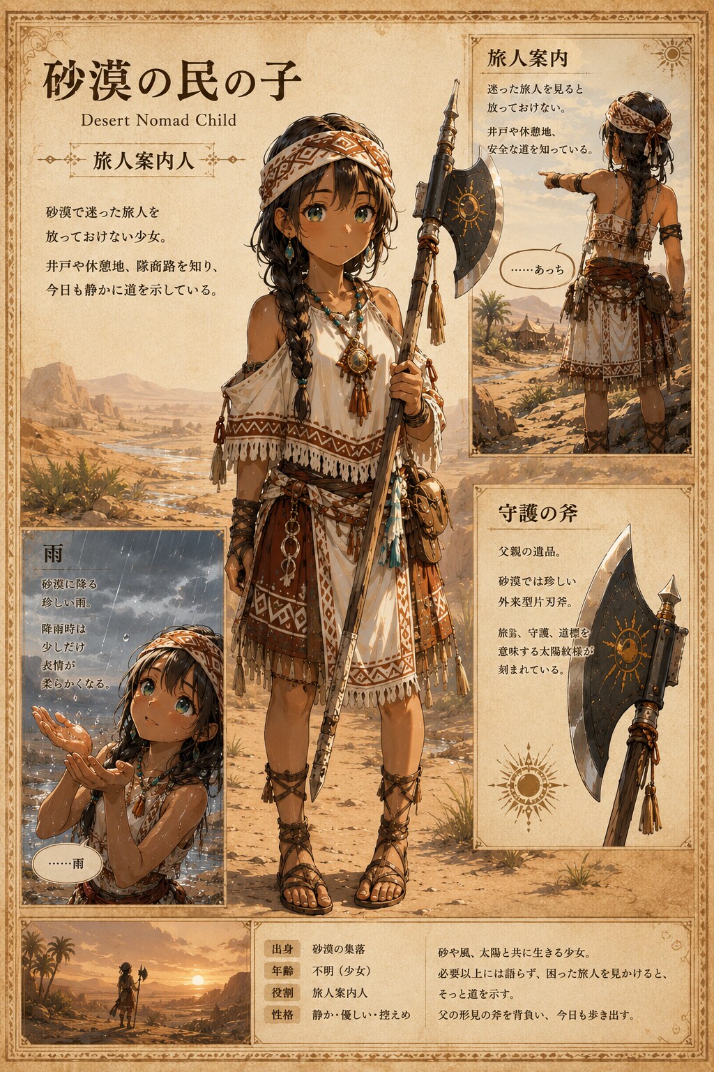 砂漠の民の子キャラクターシート | の人気AIイラスト・グラビア