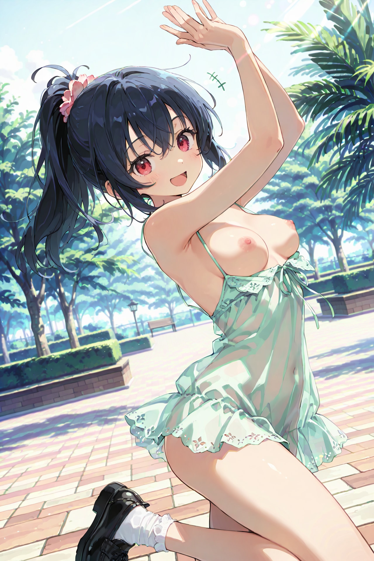 公園で透け透けランジェリー Z121