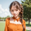 三つ編みの女の子。オレンジ。 2枚目