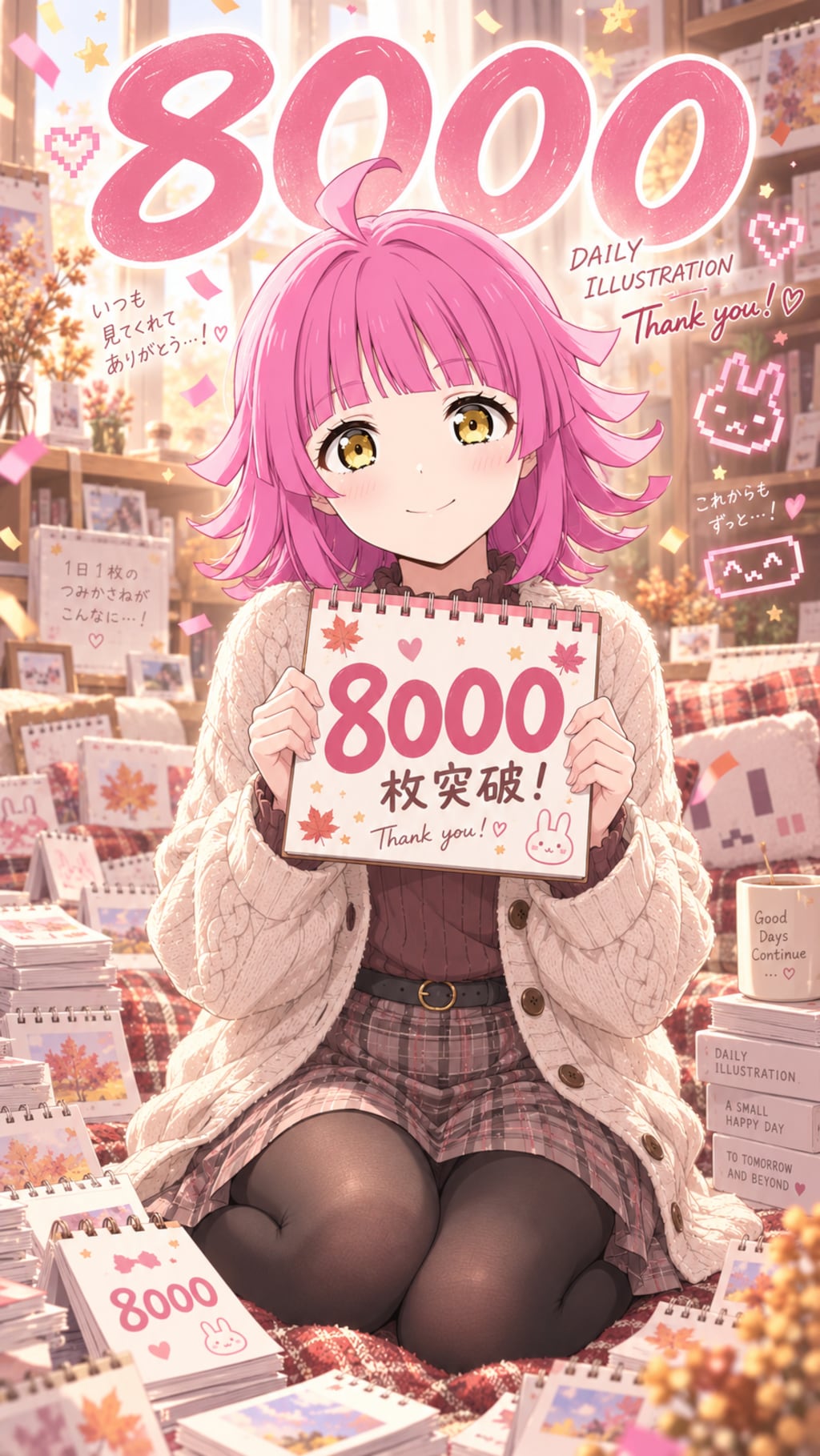 デイリーイラスト累計8000枚突破記念イラスト【3/7】