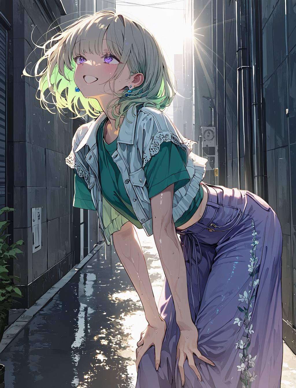 裏路地で休憩