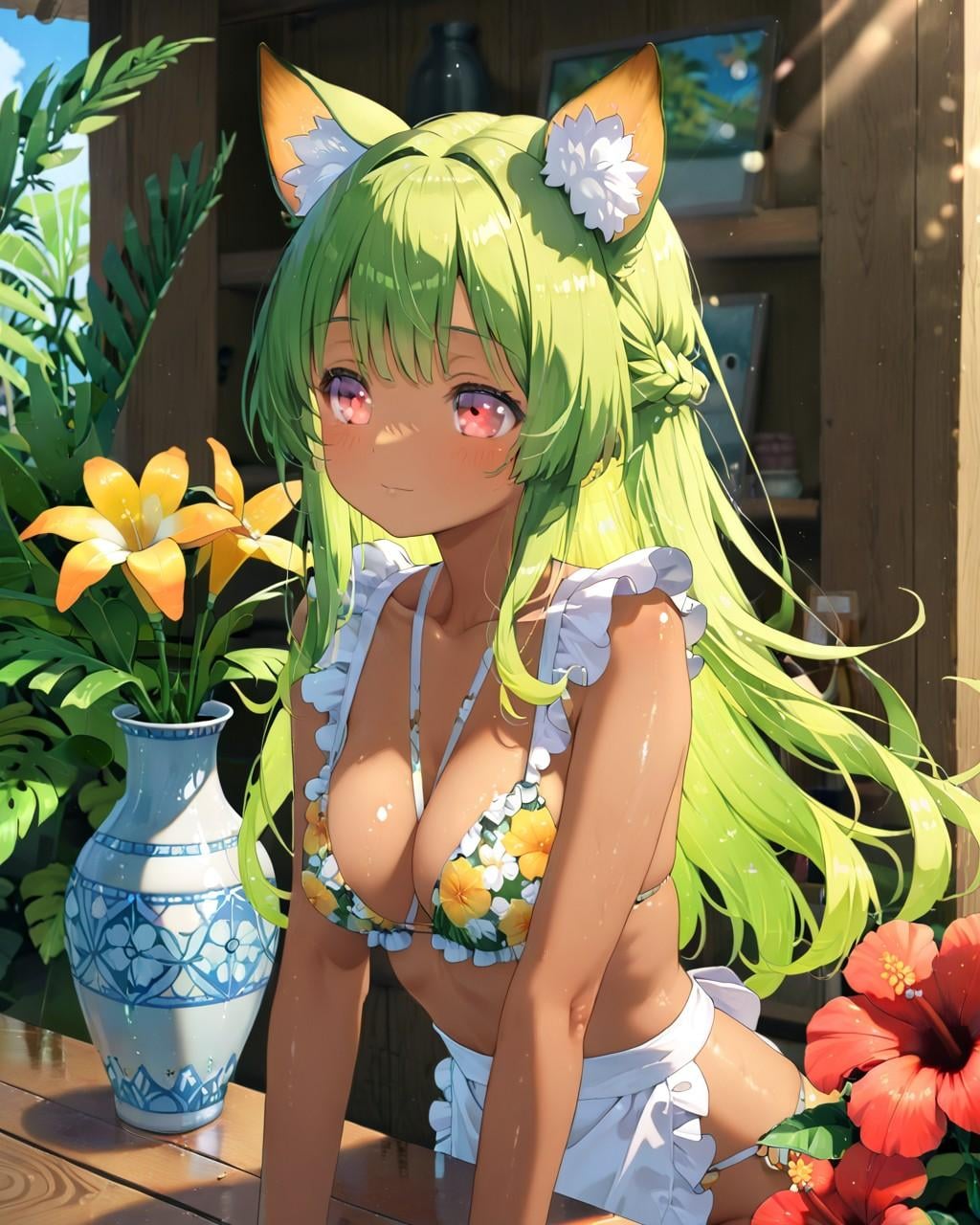 4枚）南国　花瓶　褐色さん