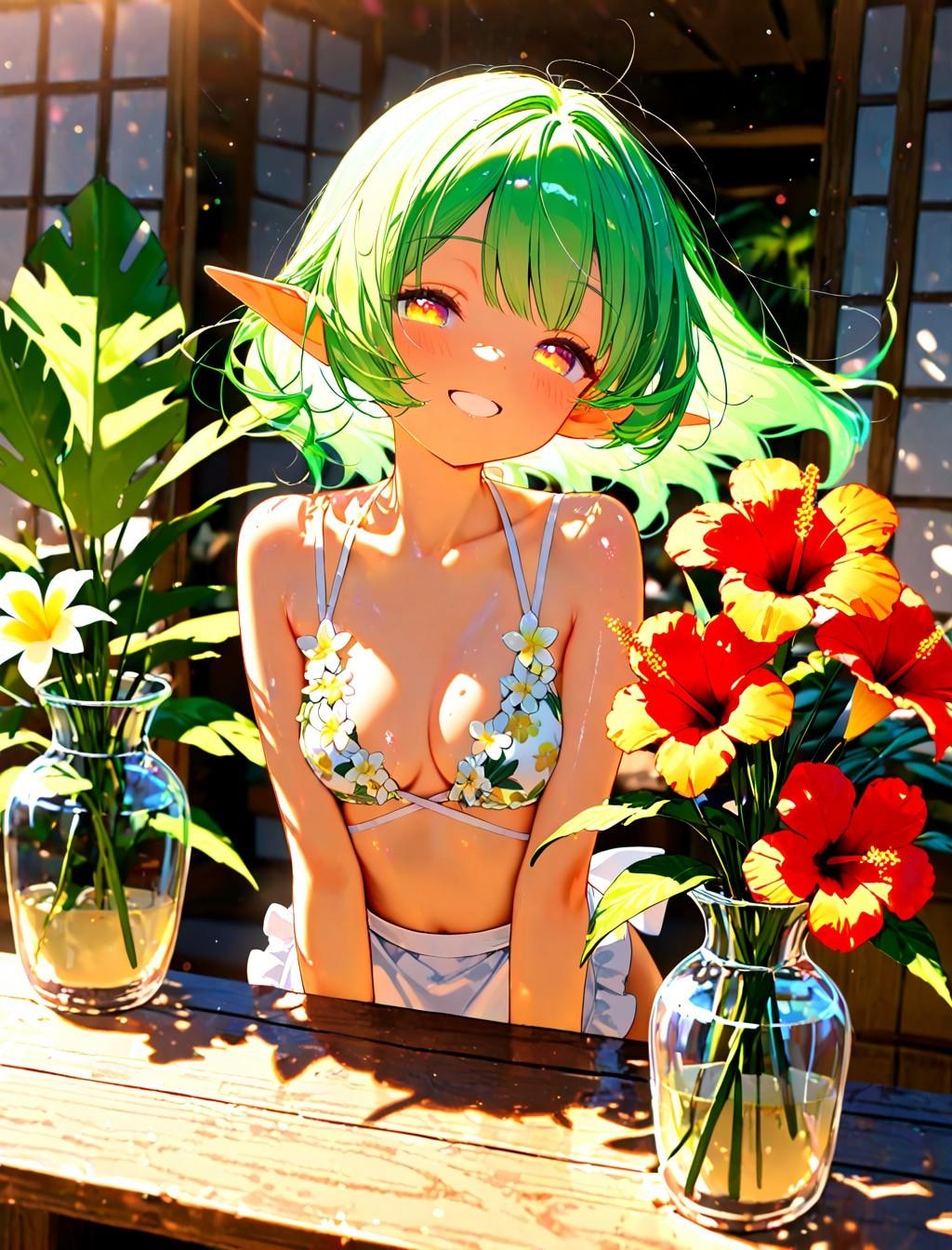 4枚）南国　花瓶　褐色さん