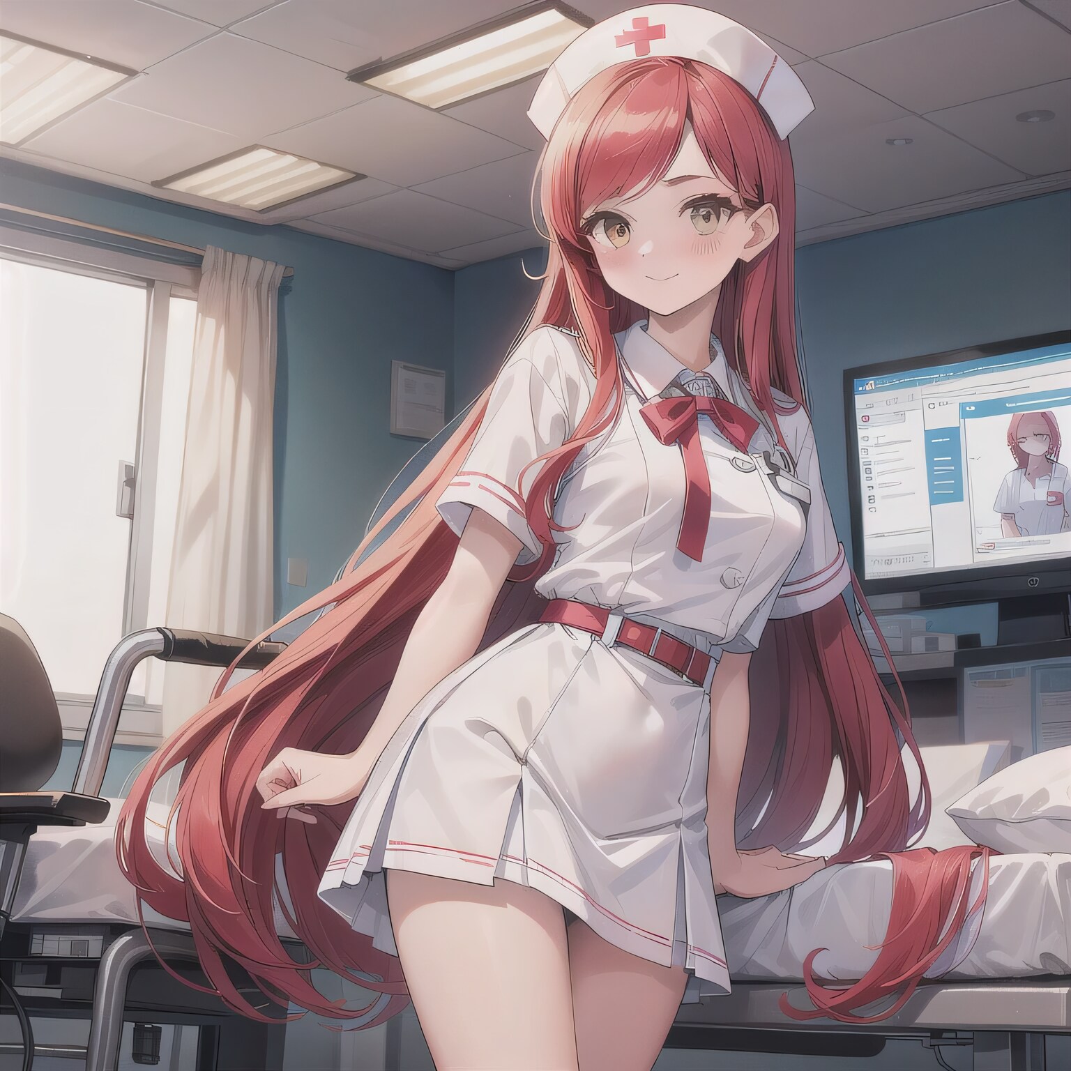 赤髪ロングで白衣の少女４ | の人気AIイラスト・グラビア