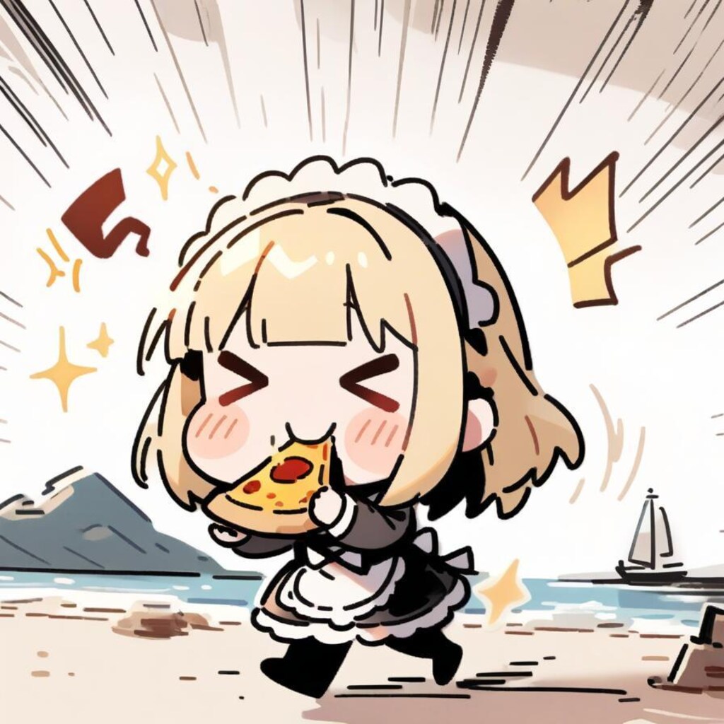 🍕行く先知らずのメイドちゃん、おピッツァもぐもぐ徒歩の旅🍕