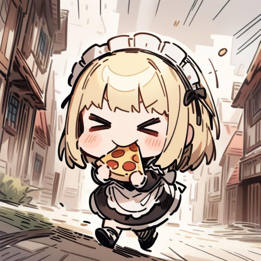 🍕行く先知らずのメイドちゃん、おピッツァもぐもぐ徒歩の旅🍕