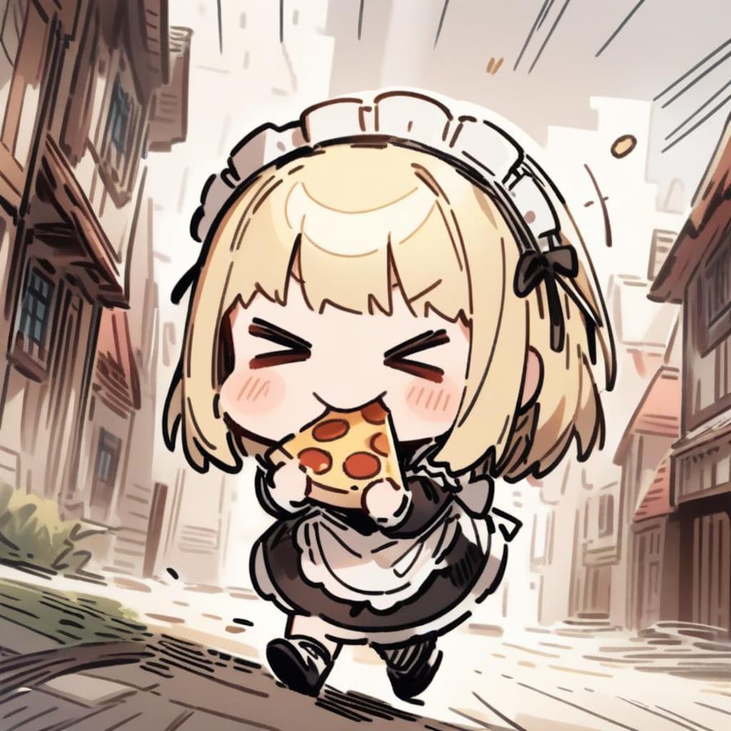 🍕行く先知らずのメイドちゃん、おピッツァもぐもぐ徒歩の旅🍕