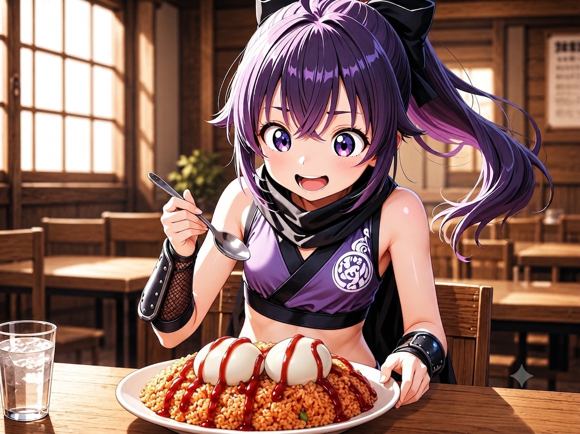 オムライス(？)とクノイチ