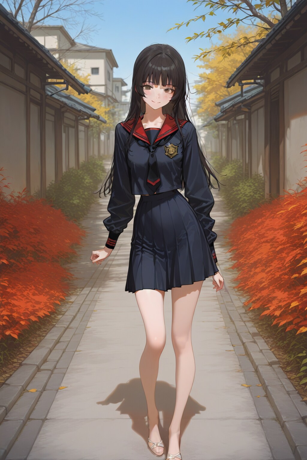 (色対策で上着、スカートそれぞれに色指定をした)セーラー服の　(靴とソックスの呪文を入れ忘れました)