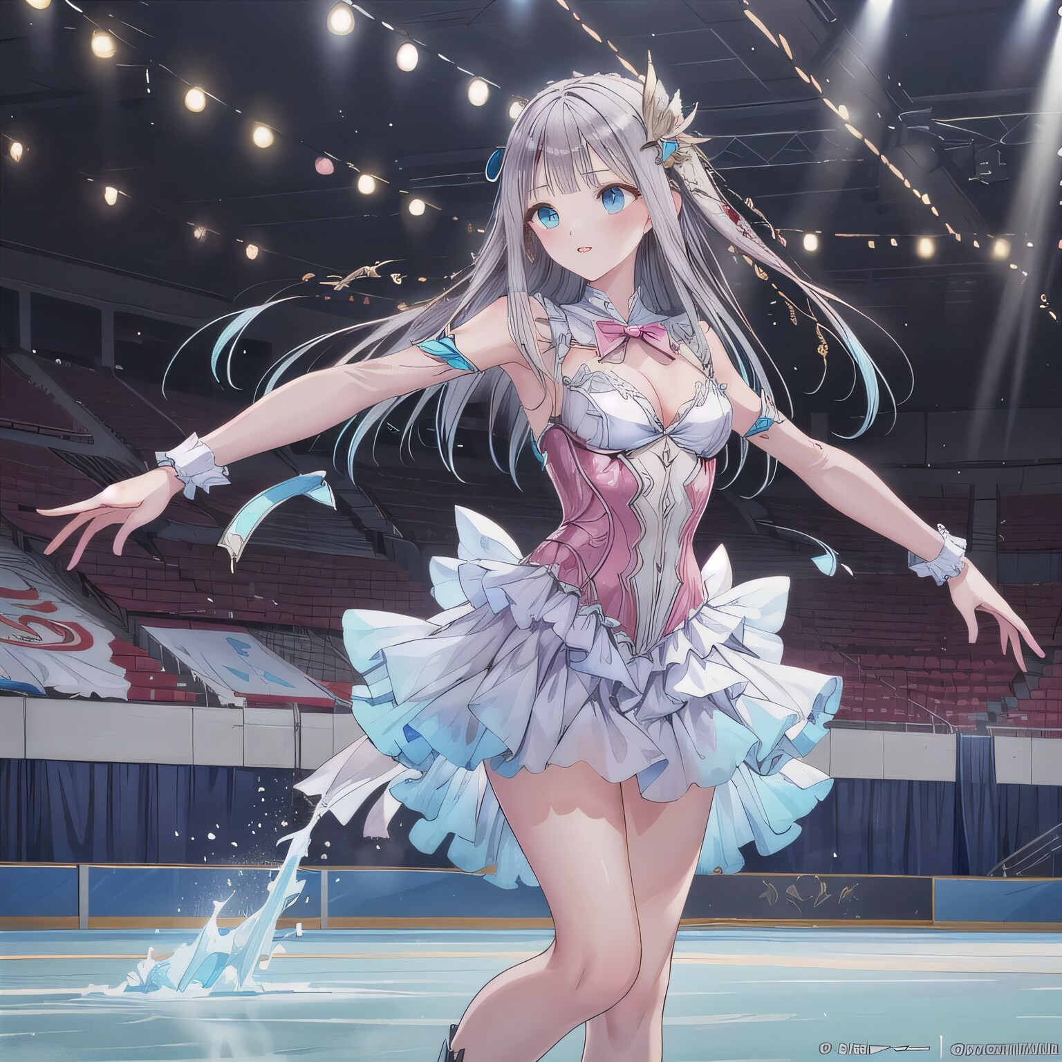 銀髪ロングでアイススケートの少女９ | の人気AIイラスト・グラビア