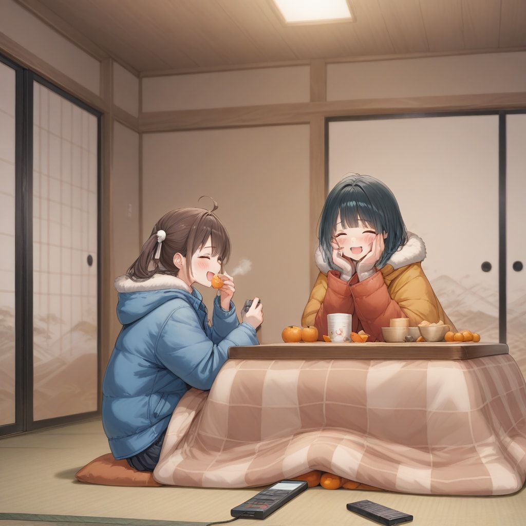 みかん美味しいね(炬燵に隠されている蜜柑) | の人気AIイラスト・グラビア