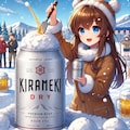 ビールが噴き上がる雪像を作る女の子 5枚目