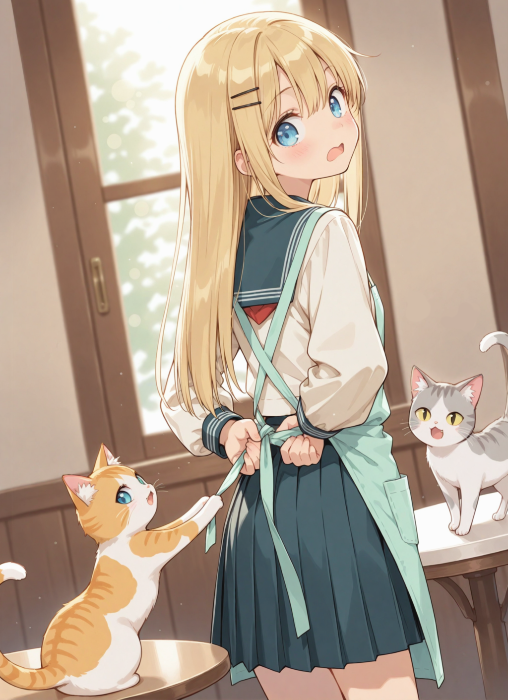 エプロン💙🐈🐈