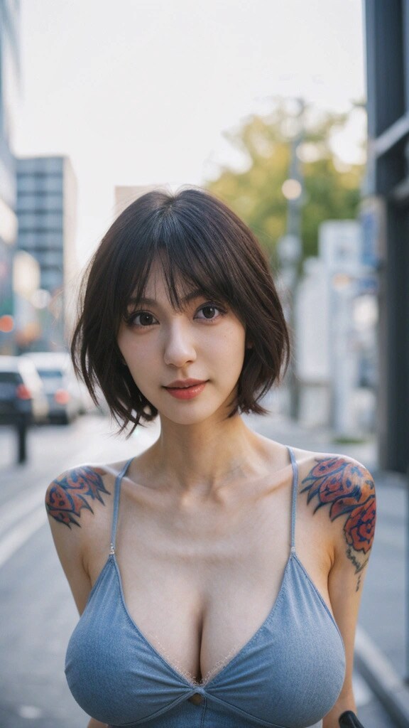 ノーブラタトゥー女子