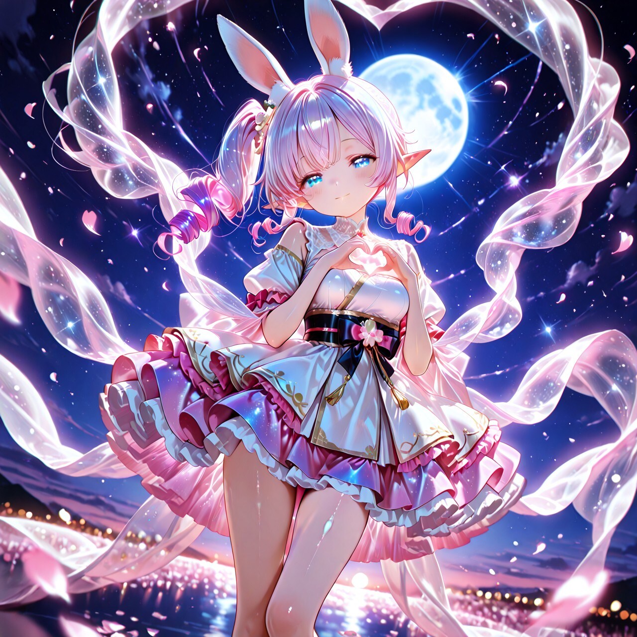 12枚）桃の花とうさ耳娘