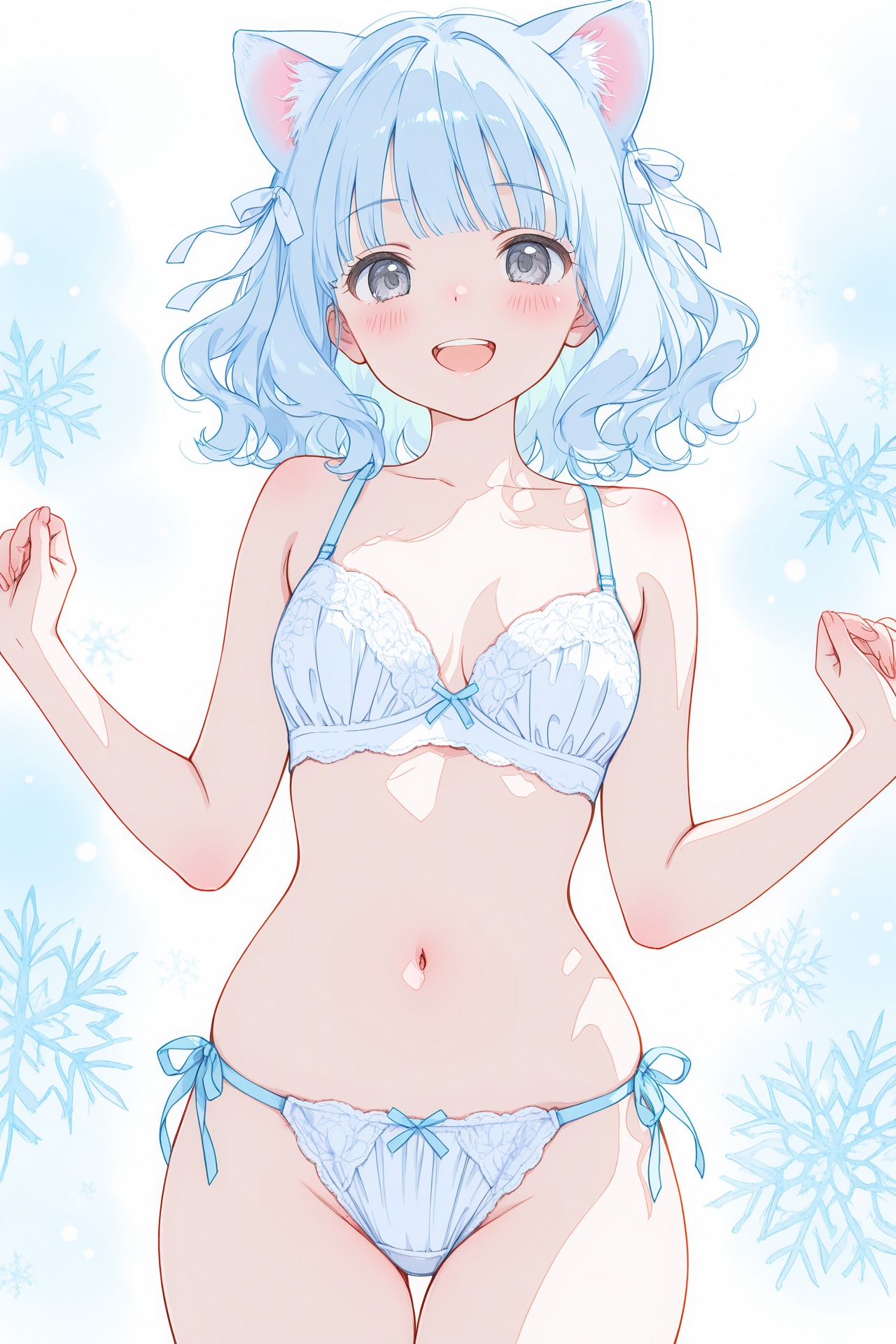 下着姿の青髪ちゃん