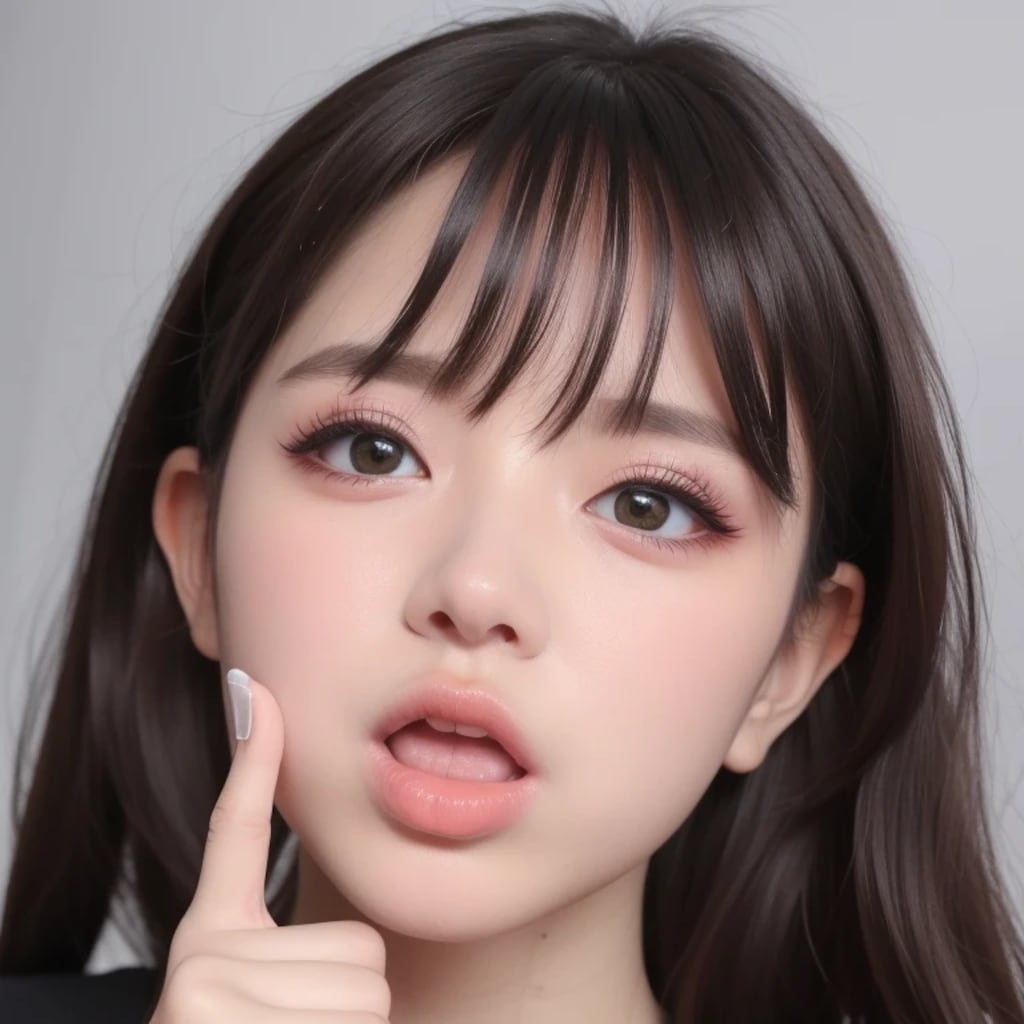 黒髪ロングの舌出し美女８４