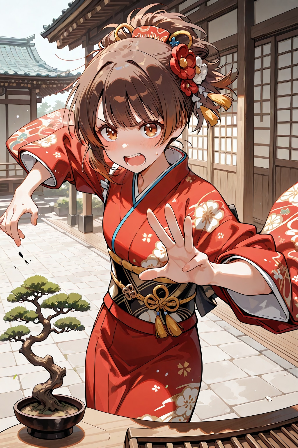 盆栽を投げさせたかった