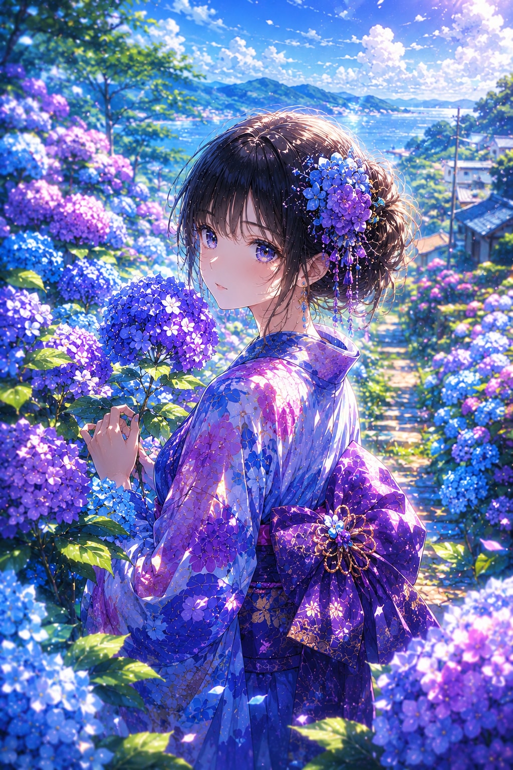 紫陽花の花畑でのひととき