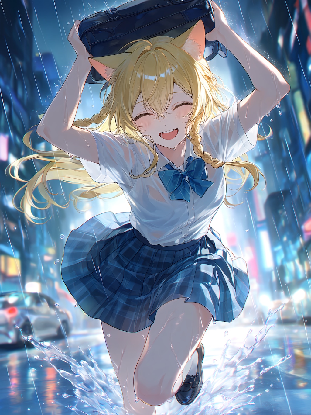 カバン傘で全力疾走！