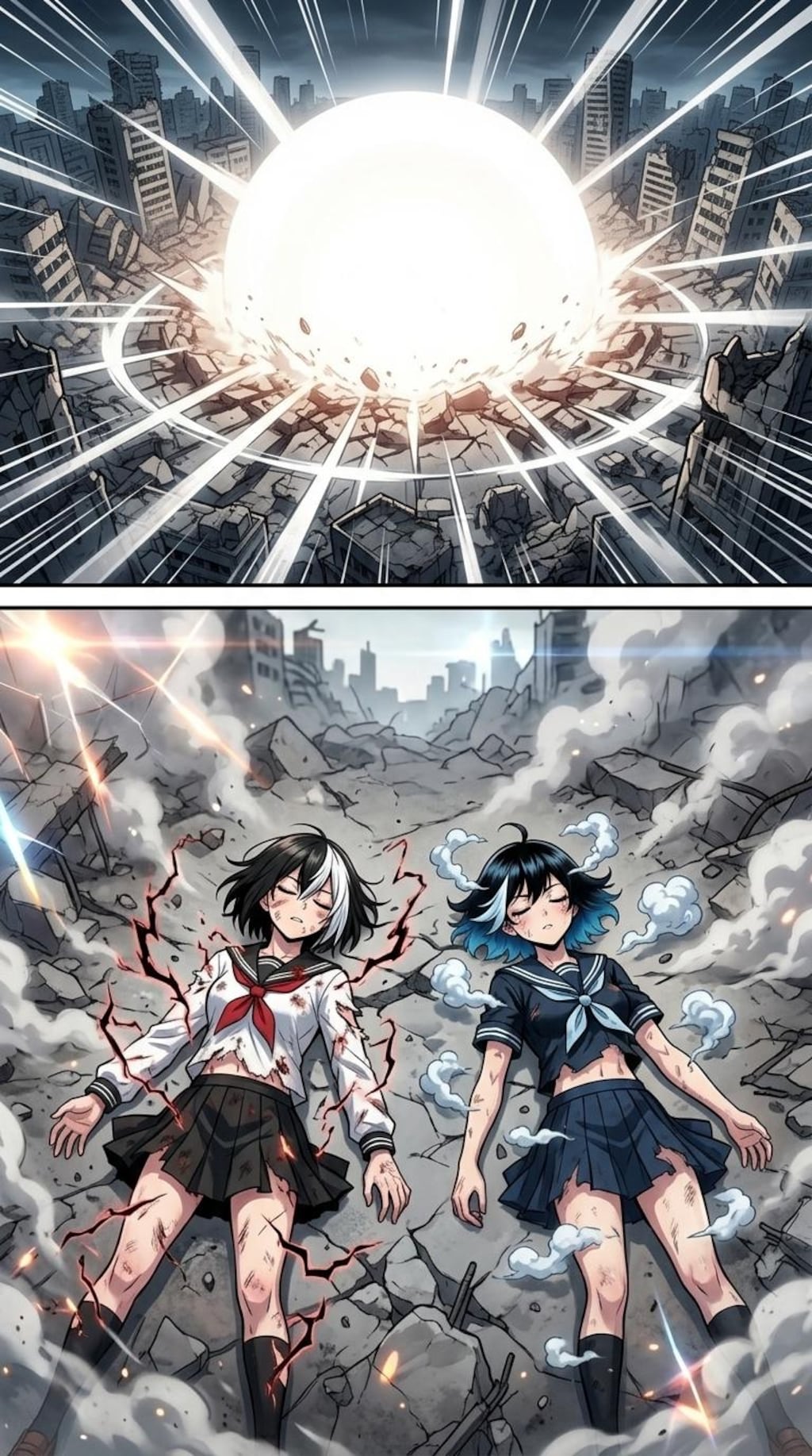 互角場面 （マンガ習作とキャラ絵）