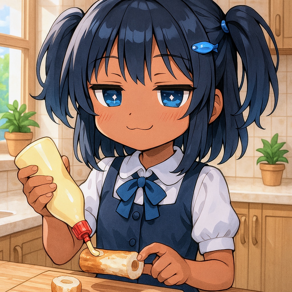 ちくわにマヨネーズをかけるこなつちゃん