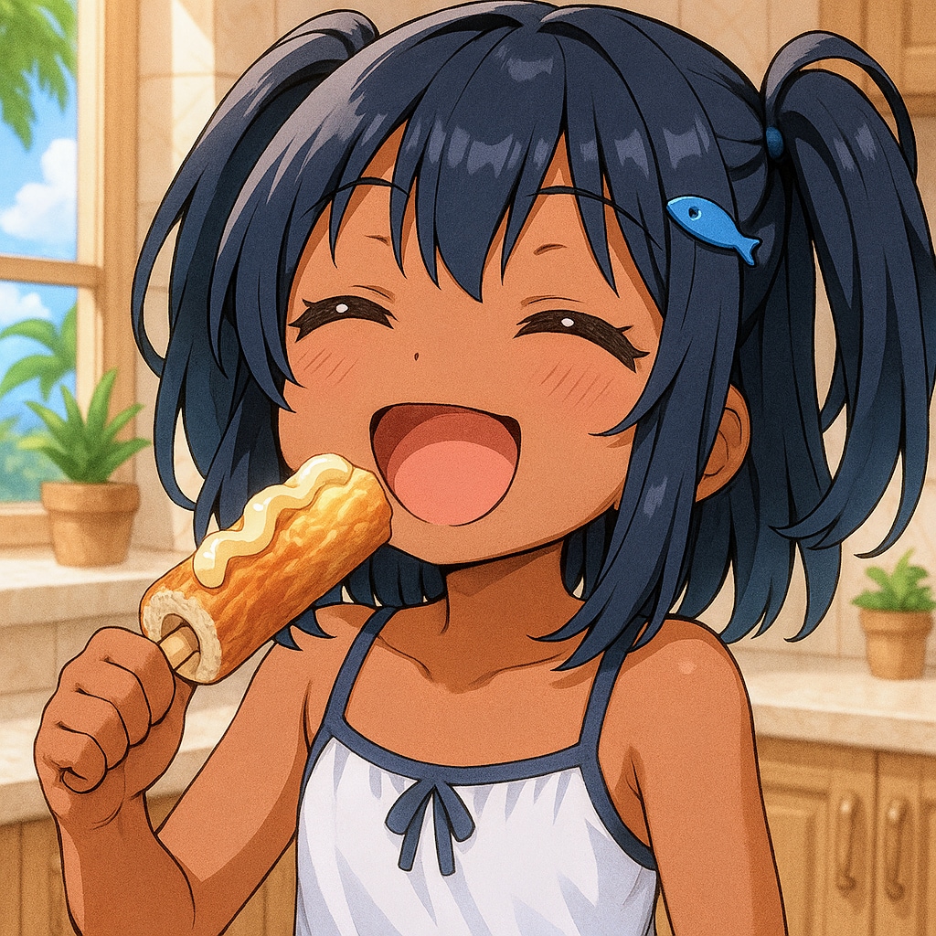 ちくわにマヨネーズをかけるこなつちゃん