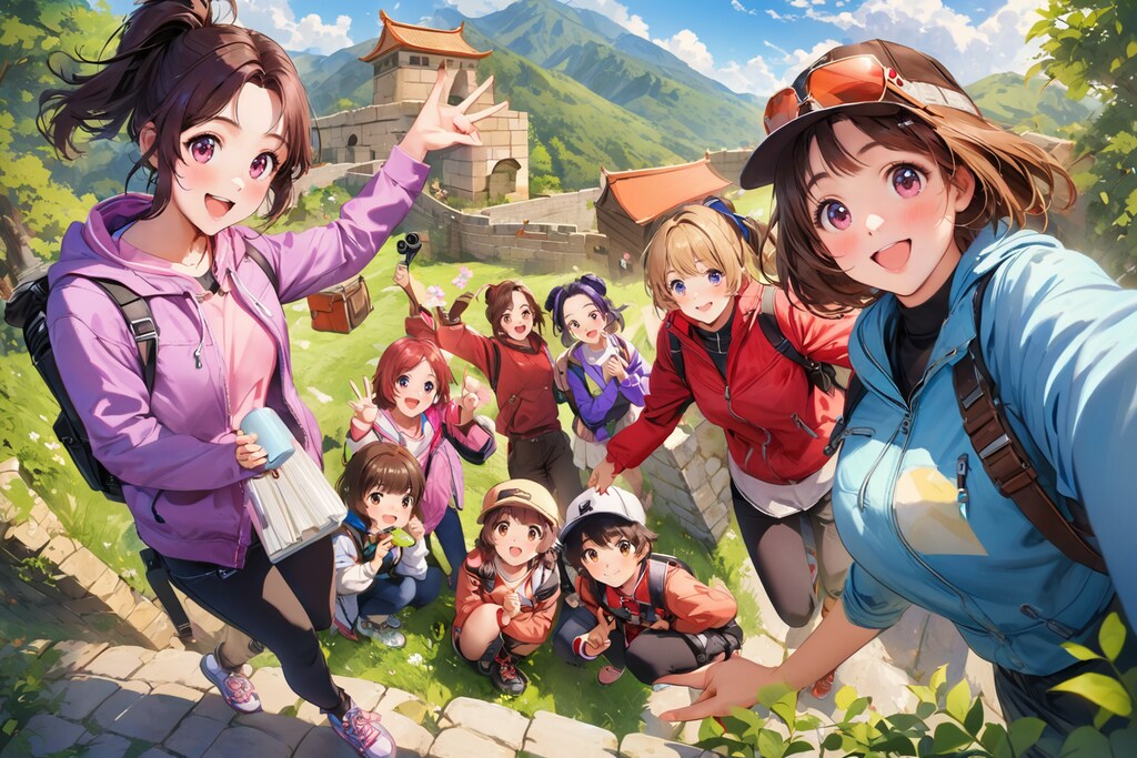 【中国旅行】万里の長城で記念撮影