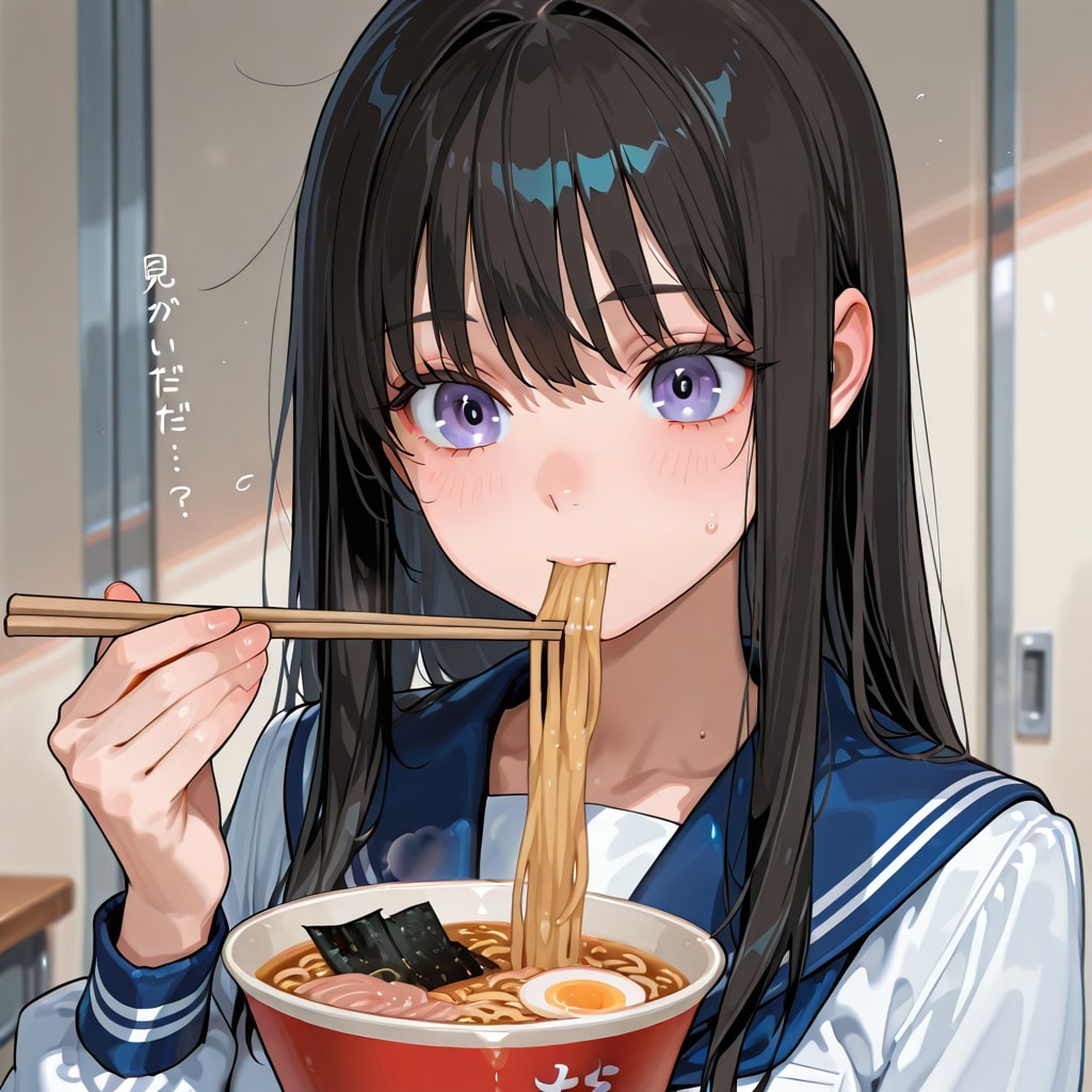 ラーメンを食べる女子高生_2026/02/18 | の人気AIイラスト・グラビア