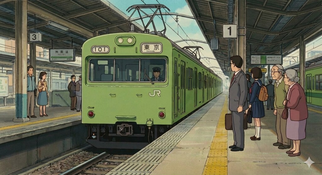 ある街の駅のホーム風景。