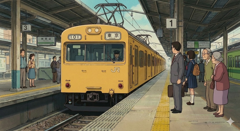 ある街の駅のホーム風景。